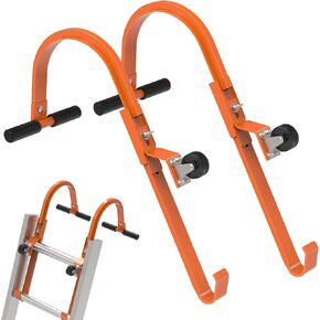 2 Pack Ladder Roof Hook with Wheel Heavy Duty Steel Ladder Stabilizer, Roof Ridge Extension, Rubber Grip T-Bar for Damage Prevention, 500 lbs Weight Ratin, Fast & Easy to Access Steep Roofs(Patent)