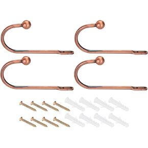 PATIKIL Curtain Holdback, 4 Pack U Shaped Wall Mounted Curtain Tiebacks Screw Hooks Hanger for Drapery Clothes Coats Towels Hats Accessories, Bronze