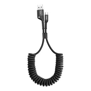 Baseus USB Type C Cable for Car, 100W Retractable Coiled USB A to USB C Fast Charger Cord, Nylon Braided Carplay Cable Compatible with iPhone15/Pro/Plus/Pro Max, Galaxy S24 S23, Note 20 (3.3ft)
