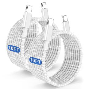 Long USB C to C Fast Charging Cable 10ft, 60W Type C to C Charger Cord for Apple iPhone 16 Pro Max/16/15 Plus/15 Pro Max, MacBook Pro 2021/2020/2019/2018,iPad 12.9/11 inch/Mini/Air 5/4,Samsung Galaxy