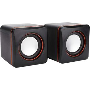 Computer Speaker Mini Speaker Cube USB Stereo 3.5mm Jack Wired Speaker for Desktop Laptop PC Computer (Dual Track)