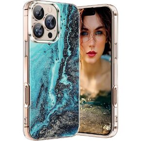 Marble Case for iPhone 16 Pro 5G, Soft Silicone Clear TPU Case for Women, for iPhone 16 Pro Cute White Blue Marble Pattern Anti-Scratch Shockproof Protective Cover for iPhone 16 Pro 6.1-inch (Blue)
