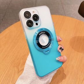 Losin Compatible with iPhone 15 Pro Max Case with Magnetic Stand [Compatible with MagSafe] Cute Gradient Color Case with Camera Lens Protector Full Protection Shockproof Cover Case, Orange/Black