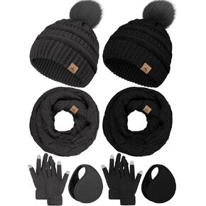 LOROME Winter Hat Scarf Earmuff Gloves for Women, Winter Gloves Touchscreen Gloves Beanie Hat Earmuffs Womens Scarves Winter