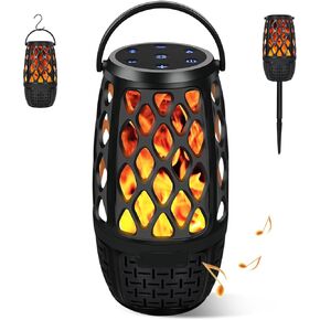 Outdoor Bluetooth Speakers Wireless, IPX5 Waterproof Bluetooth Speaker with Lights, Multi-Sync HD Stereo Sound, LED Flame Atmosphere Speaker for Party|Pool|Patio|Porch, Gifts for Men Women