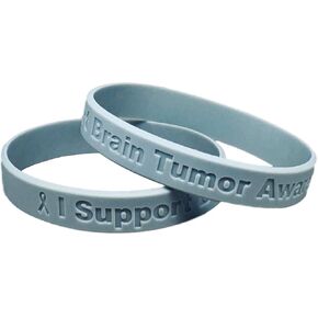 25 Gray" I Support Brain Tumor Awareness" Bracelets 100% Medical Grade Silicone - Latex and Toxin Free - 25 Bracelets - Show Your Support For Brain Tumor Awareness