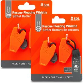SOL Survive Outdoors Longer S.O.L. Rescue Floating Whistle 2 Piece (2 Pack)