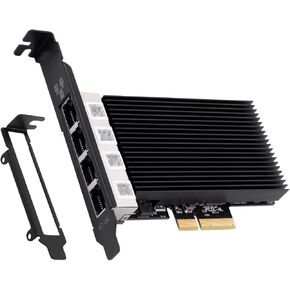 PCI-E Network Adapter 2.5G Gigabit Quad RJ45 Port NIC (Intel I226 Chipset) 2500Mbps Four Port Ethernet WiFi Card with Low Profile Bracket for Windows 11/10/8/7