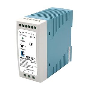 DIn Rail DC 24V Switching Power Supply MDR 60W Rail Type(Input:100-240VAC,Output:24VDC,50/60HZ) Power Supply Switch Switching Converter (24V 2.5A)