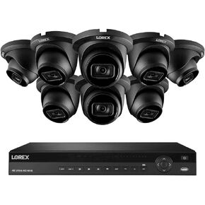 Lorex Nocturnal 3 4K 16-Channel 4TB Wired NVR System with Smart IP Dome Cameras with 30FPS Recording and Listen-in Audio - (8 Cam/Black)