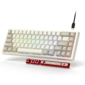 Womier VK66 60% Percent Keyboard with Hot Swappable, Wired Mechanical Gaming Keyboard with POM Linear Switches, LED Custom Creamy Keyboard Gasket Mounted, PBT Keycaps for Mac/Win, White