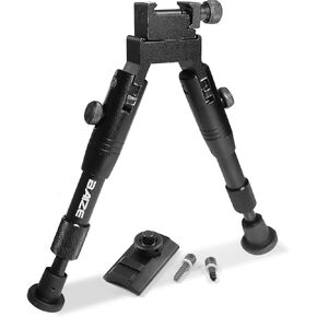 Foldable Picatinny Rail Rifle Bipod with Sling Swivel Stud Adaptor, Adjustable Height 6.2-6.7 Inches Shooting Rest Stick with 2 Pcs Sling Swivel Screw Studs, Hunting Shooting Accessories