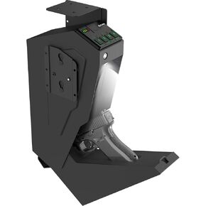 Mounted Gun Safe for Pistols,Quick-Access Handgun Safe for Nightstand Bedside Desk Bed Gun Safes,Pistol Safe with Biometric Fingerprint, Keypad Lock,Key