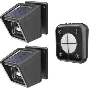Driveway Alarm- Long Range & 30 Chimes Wireless Solar Motion Sensor Alarm- IP65 Outside Weatherproof Driveway Motion Sensor Detector-Home Security Alert System- Protect Outdoor Indoor Property (2S1R)