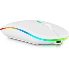 UrbanX 2.4GHz & Bluetooth Mouse Rechargeable Wireless Mouse for Amazon Fire HD 10/ Plus/Max 11 & All Kindle Devices Wireless Mouse for Laptop/PC/Mac/iPad pro/Tablet/Android -RGB LED Lavender Purple