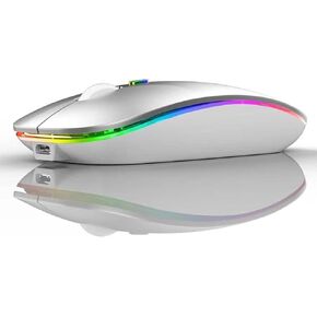 ماوس بلوتوث LED، ماوس بلوتوث لجهاز MacBook Pro/MacBook Air/iMac/mac/ipad/ipad pro، ماوس لاسلكي لجهاز Macbook Air/MacBook Pro/PC (فضي)