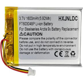 DC 3.7V 1600mAh FT603048P Rechargeable Polymer Lithium Battery for Steelseries Arctis 9X Wireless Gaming Headset Battery Replacement