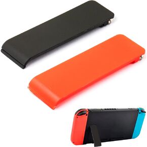 whiteeeen 2 pcs Replacement Kickstand Stand Back Shell Holder Back Bracket Compatible for Nintendo Switch Console (Black+Red)