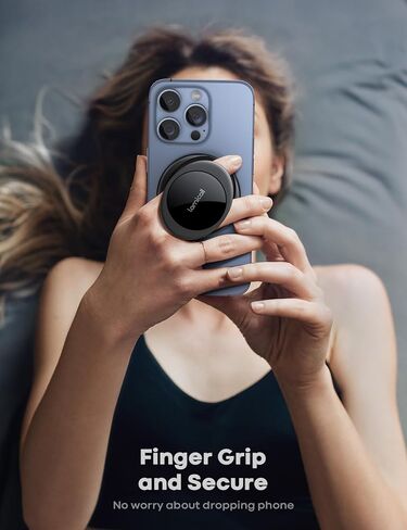 Magnetic Phone Grip Holder Compatible for Magsafe - Lamicall [0.78" Soft Leather] Middle Strap Grip Stand, Magnet Ring Holder for iPhone 15 14 13 12 Pro Max Mini, Mag Safe Accessories, Snow White in Saudi Arabia