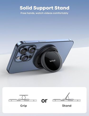 Magnetic Phone Grip Holder Compatible for Magsafe - Lamicall [0.78" Soft Leather] Middle Strap Grip Stand, Magnet Ring Holder for iPhone 15 14 13 12 Pro Max Mini, Mag Safe Accessories, Snow White in Saudi Arabia