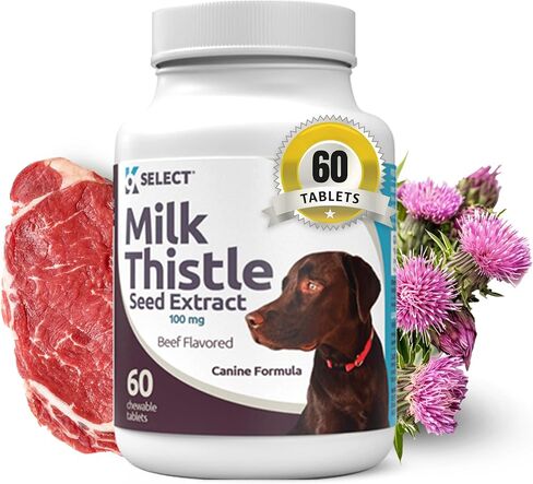 K9 Select Milk Thistle للكلاب، 100 مجم - 60 كبسولة - وظيفة الكبد الصحية للكلاب in Kuwait