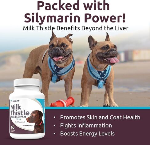 K9 Select Milk Thistle للكلاب، 100 مجم - 60 كبسولة - وظيفة الكبد الصحية للكلاب in Kuwait