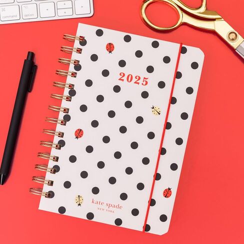 Kate Spade New York Medium 12 Month 2025 Planner Monthly and Weekly Spreads, Sticker Sheel, Note Pages, Pocket and Hardcover (Ladybug Dot) in Saudi Arabia