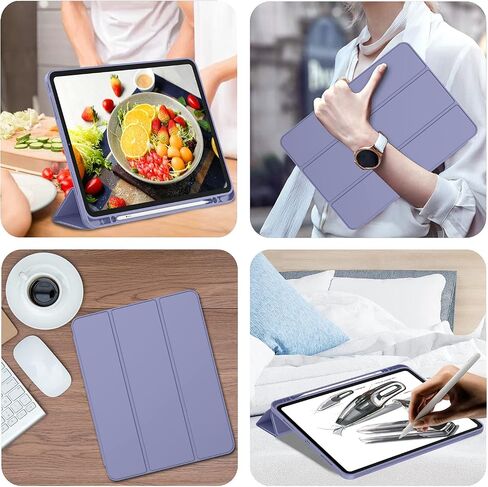 iMieet iPad Pro 12.9 Inch Case 2022/2021/2020/2018 (6th/5th/4th/3rd Gen) with Pencil Holder [Support iPad 2nd Pencil Charging/Pair],Trifold Stand Smart Case with Soft TPU Back,Auto Wake/Sleep(Black) in Kuwait