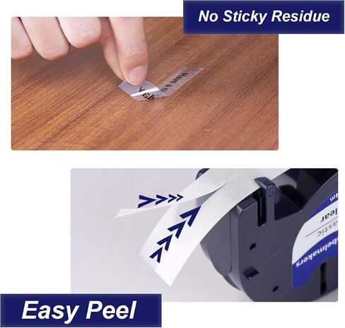 Weemay 18 X 16952 Clear Plastic Labels Compatible with Dymo Letratag Refills Clear Plastic 12mm x 4m 1/2 x 13 Black on Clear Refill for LetraTag Label Maker LT-100T LT-100H QX50 200B, 16951 S0721530 in Kuwait