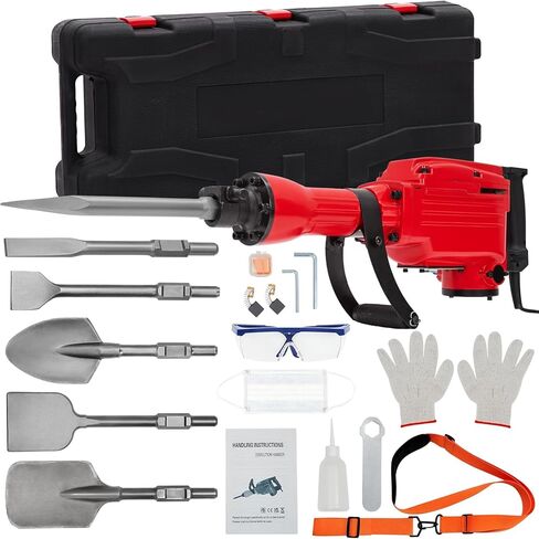 3600W Demolition Jack Hammer Metal Concrete Breaker Jack Hammer Electric Tool Kit, 4pcs Chisels Bit Set W/Case, Noise-Canceling Earplug, Shoulder Strap in Saudi Arabia