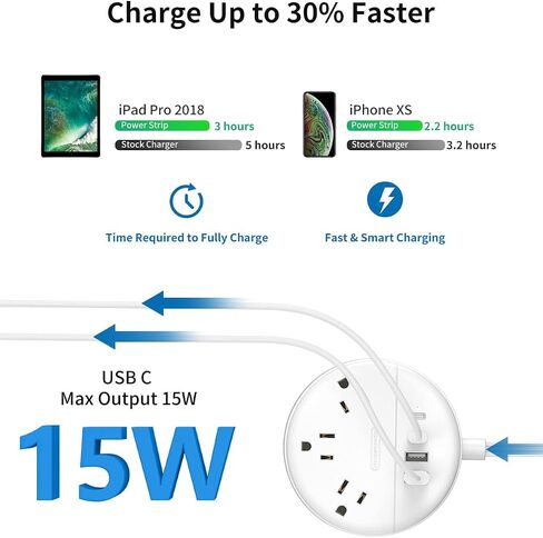 Flat Extension Cord 25 ft, NTONPOWER Flat Plug Power Strip with 3 Outlets 4 USB Ports(2 USB C), Ultra Thin Extension Cord Under Carpet, Mountable, Outlet Extender Long Cord for Indoor Home Office Room in Kuwait