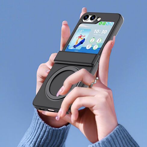 مصمم لهاتف Galaxy Z Flip 6، جراب مغناطيسي مع قطعتين من واقي الشاشة وحماية المفصلات ومسند [متوافق مع MagSafe] لهاتف Samsung Flip 6 غطاء حماية هاتف لهاتف Z Flip 6 - شفاف in Saudi Arabia