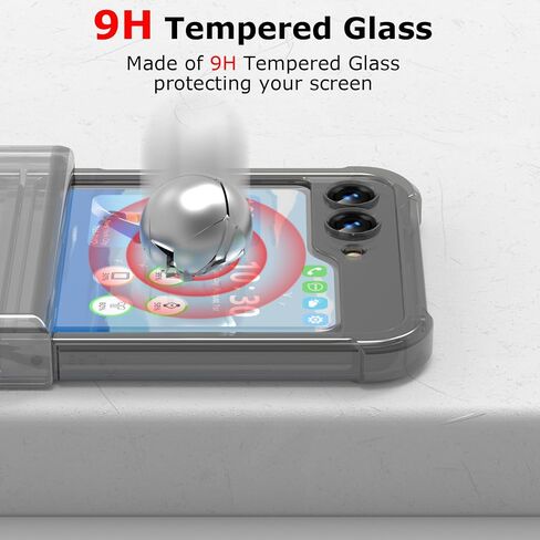 Designed for Galaxy Z Flip 6 Case with Hinge Protection & Built-in Tempered Screen Protector for Samsung Flip 6 Full Cover Shockproof Slim Phone Protection Case Clear for Z Flip 6 5G (Clear Black) in Saudi Arabia