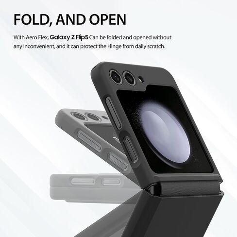 araree Aero Flex for Galaxy Z Flip 5 Case with Hinge Protection, Slim Protective Cover (PC) with Hinge Protector (TPU), Compatible with Galaxy Z Flip 5 5G (Black, Z Flip 5) in Kuwait