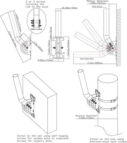 دعامة تثبيت هوائي محوري شديد التحمل، صاري صلب J-Pipe (قطب 1.38 بوصة × 12 بوصة) للتركيب على الحائط أو السقف أو السقف، متوافق مع هوائيات التلفزيون الخارجية، موسع WiFi، محطات الطقس، Starlink in Kuwait