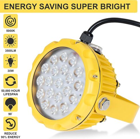 Vergo Industrial 30 Watt Loading Dock Light - IP65 Waterproof 3500 Lumens LED Dock Light with 180 Degree Rotatable Lamp Head, Ideal for Indoor & Outdoor Security, Containers, Warehouses (1 Pack) in Saudi Arabia