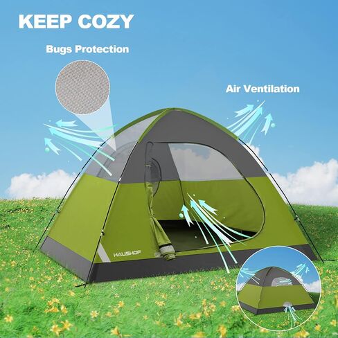 2/4-Person Family Dome Tent with Removable Rain-Fly, Easy Set Up Portable Camping Tent for Backpacking Hiking Backyard Outdoor, Green/Blue/2-person/4-person in Saudi Arabia