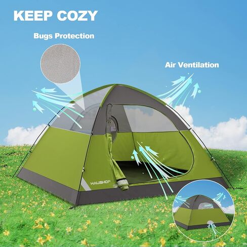 2/4-Person Family Dome Tent with Removable Rain-Fly, Easy Set Up Portable Camping Tent for Backpacking Hiking Backyard Outdoor, Green/Blue/2-person/4-person in Saudi Arabia