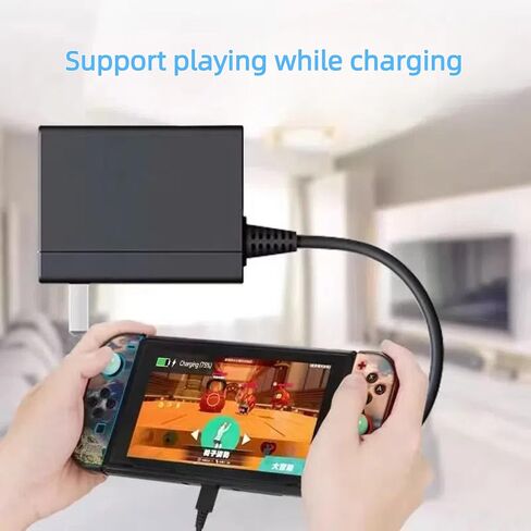 شاحن لجهاز نينتندو سويتش، شاحن نينتندو سويتش 15 فولت 2.6 أمبير - مع كابل USB من النوع C بطول 5 أقدام، شحن سريع مناسب للتبديل/LITE/OLED، يدعم وضع التلفزيون ومحطة الإرساء in Saudi Arabia