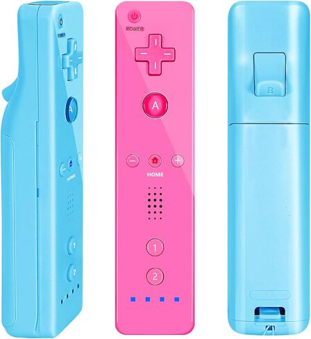 وحدة تحكم عن بعد NC Wii ووحدة تحكم Nunchaku، تستخدم لوحدة تحكم Nintendo Wii وWii U، مع حافظة من السيليكون وحزام المعصم. (وردي + أزرق) in Kuwait