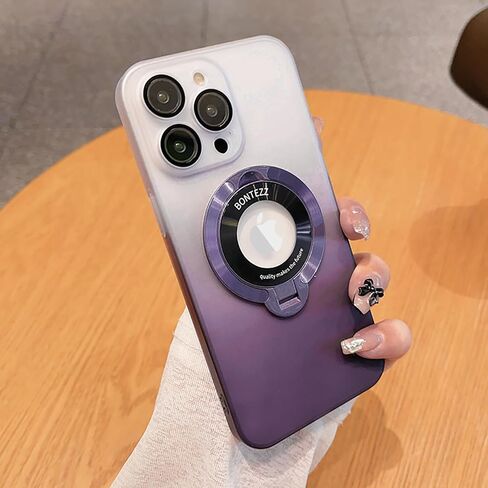 حافظة Losin متوافقة مع هاتف iPhone 15 Pro Max مع حامل مغناطيسي [متوافقة مع MagSafe] حافظة ملونة متدرجة لطيفة مع واقي عدسة الكاميرا، حافظة حماية كاملة مضادة للصدمات، برتقالي/أسود in Kuwait