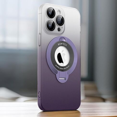 حافظة Losin متوافقة مع هاتف iPhone 15 Pro Max مع حامل مغناطيسي [متوافقة مع MagSafe] حافظة ملونة متدرجة لطيفة مع واقي عدسة الكاميرا، حافظة حماية كاملة مضادة للصدمات، برتقالي/أسود in Kuwait