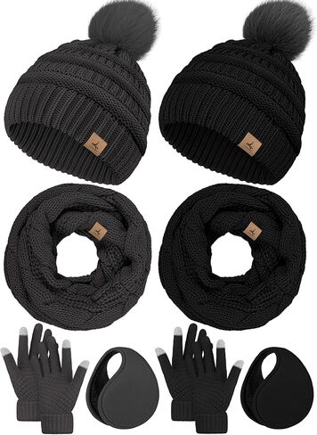 LOROME Winter Hat Scarf Earmuff Gloves for Women, Winter Gloves Touchscreen Gloves Beanie Hat Earmuffs Womens Scarves Winter in Saudi Arabia