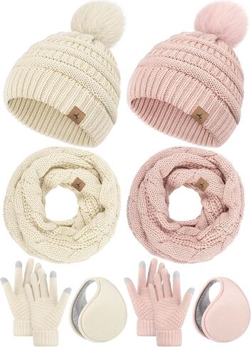 LOROME Winter Hat Scarf Earmuff Gloves for Women, Winter Gloves Touchscreen Gloves Beanie Hat Earmuffs Womens Scarves Winter in Saudi Arabia