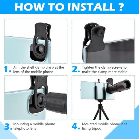 Phone Camera Lens Kit 4 in 1, Phone Photography Kit with Flexible Phone Tripod, 18X Telephoto Lens, 25X Macro Lens, Fisheye & Wide Angle Lens Compatible with iPhoneSamsung/Android Smartphones in Saudi Arabia