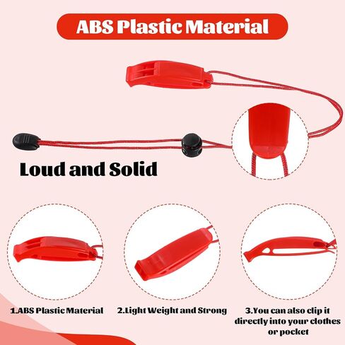 Mozeat Lens 6 Pcs Emergency Safety Whistles Survival Whistles with Adjustable Reflective Lanyard Marine Whistle Loud Plastic Whistle for Hiking Camping Boating Survival Rescue Signaling in Saudi Arabia