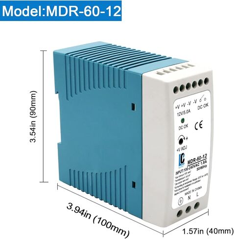 DIn Rail DC 24V Switching Power Supply MDR 60W Rail Type(Input:100-240VAC,Output:24VDC,50/60HZ) Power Supply Switch Switching Converter (24V 2.5A) in Kuwait