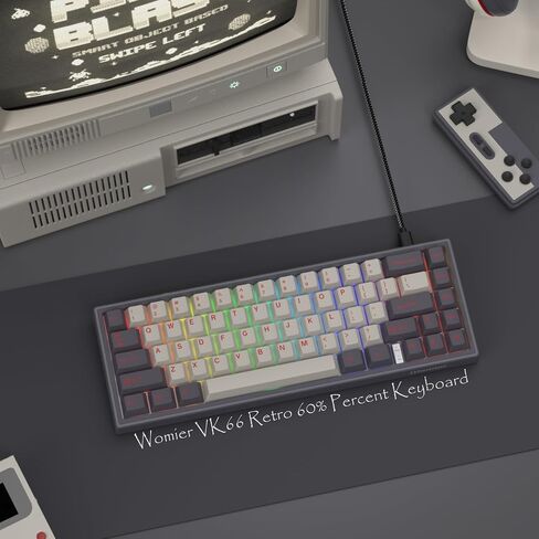 Womier 60% Gaming Keyboard Pink, QMK/VIA Creamy Mechanical Keyboard Topographic, Hot Swappable Gasket Mount RGB Wired Key Board & Translucent Keycaps(VK66 PRO) in Kuwait