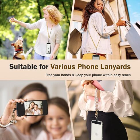 TiMOVO Phone Tether Tab Rotatable 360°, 4 Pack Cell Phone Lanyard Patch for Phone Strap, Anti-Theft Phone Tether Tab for iPhone 16, 15 & Most Smartphones, Black in Kuwait