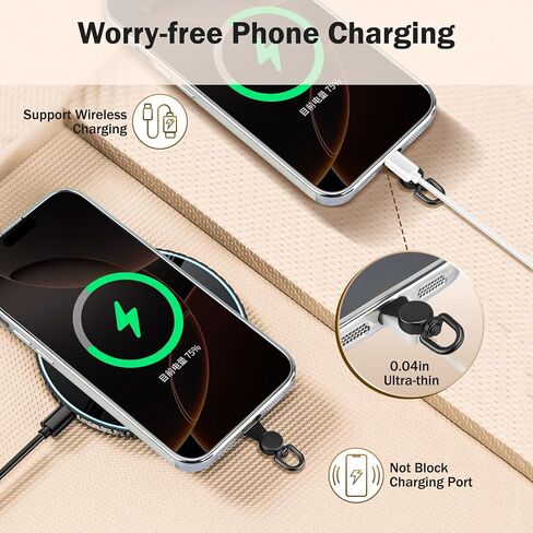 TiMOVO Phone Tether Tab Rotatable 360°, 4 Pack Cell Phone Lanyard Patch for Phone Strap, Anti-Theft Phone Tether Tab for iPhone 16, 15 & Most Smartphones, Black in Kuwait